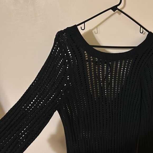 SWNY Black Mesh Sweater Knit Maxi Dress Cover Up medium NWT - Picture 2 of 6